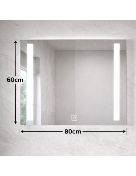Espejo Led Táctil Horizontal 80x60 Luz Fría